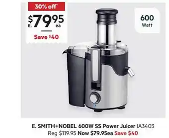 Harris Scarfe Smith+nobel 600w Ss Power Juicer offer