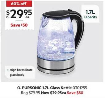 Harris Scarfe Pursonic 1.7l Glass Kettle offer