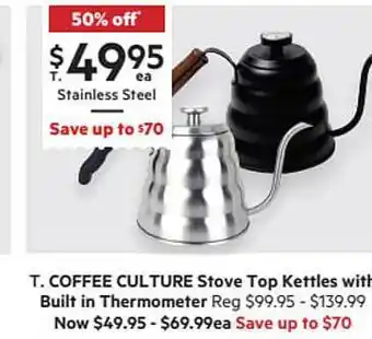 Coffee Culture Stove Top Kettles With Built In Thermometer