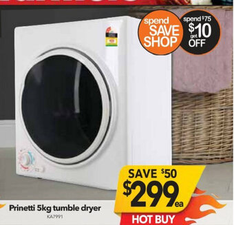 Prinetti 5kg tumble dryer