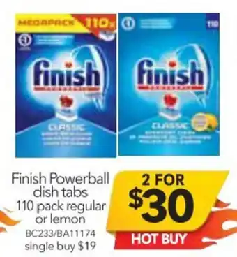 Cheap as Chips Finish Powerball Dish Tabs 110 pack Regular 110 Pack Regular Lemon offer