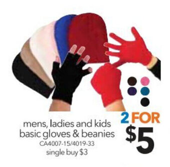 Cheap as Chips Mens Ladies and Kids Basic Gloves & Beanies offer