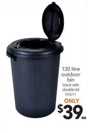 Cheap as Chips Outdoor Bin 130 Litre offer