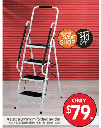 Cheap as Chips Aluminium 4 Step Folding Ladder 143x44x80cm offer