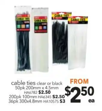 Cable Ties 50pk 200mmx4.5mm