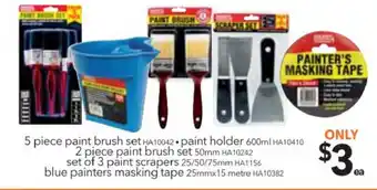 Cheap as Chips Paint Brush Set 5 Piece/ Paint 600cm 2 Piece Paint Brush set 50mm offer