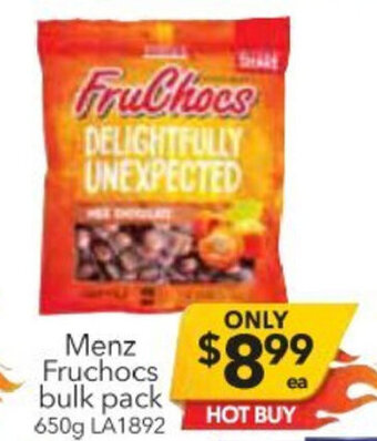 Cheap as Chips Menz Fruchocs Bulk Pack 650g offer