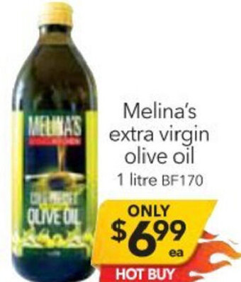 Cheap as Chips Melina's Extra Virgin Olive Oil 1 Litre offer