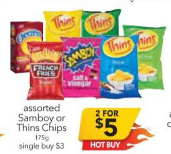 Cheap as Chips Assorted Samboy or Thins Chips 175g offer