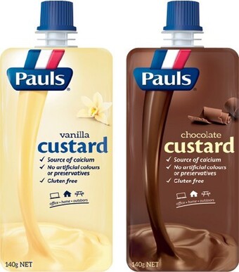 IGA Pauls Vanilla or Chocolate Custard 140g offer