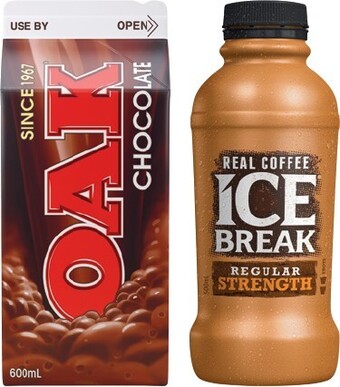 IGA Oak Flavoured Milk or Ice Break Iced Coffee 500-600mL Selected Varieties offer