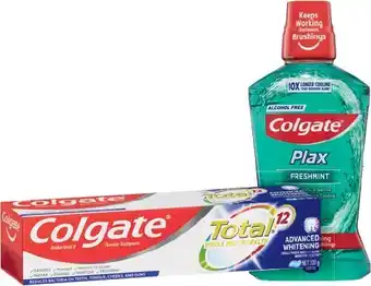 IGA Colgate Plax Mouthwash 500mL, Toothpaste 110-200g or Toothbrush 1-3 Pack Selected Varieties offer