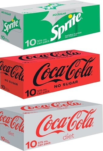 Woolworths Coca-Cola, Sprite or Fanta Soft Drink Cans 10 x 375ml offer