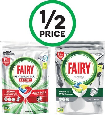 Woolworths Fairy Platinum Plus Dishwashing Tablets Pk 42 or Platinum Pk 52 offer