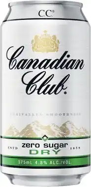 Woolworths Canadian Club Zero Sugar & Dry Cans 24x375ml offer