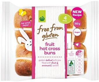 Woolworths Woolworths Free From Gluten Hot Cross Bun Varieties Pk 4 offer