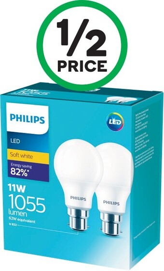 Woolworths Philips LED 1055lm Globes Pk 2 offer