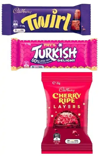 Coles Cadbury Layers 34g-35g or Medium Bars 30g-60g, Kinder Bueno Bar 39g-43g, Reese’s Nutrageous Bar 47g or Whittaker’s Slab 45g-5 offer