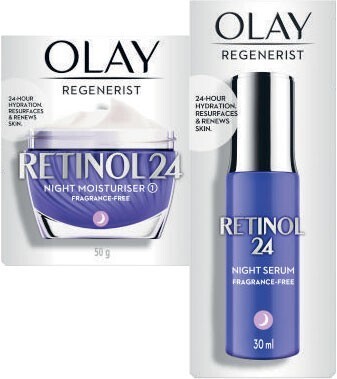 Coles Olay Regenerist Retinol 24 Night Moisturiser 50g or Regenerist Retinol 24 Night Serum 30mL offer