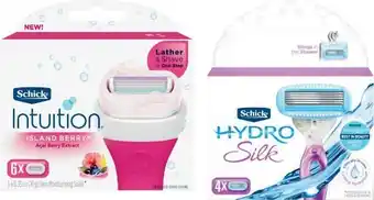 Coles Schick Hydro Silk Refill Blades 4 Pack or Intuition Island Berry Refill Blades 6 Pack offer