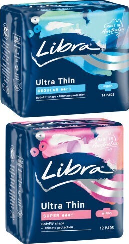 Coles Libra Ultra Thin Pads with Wings 12 Pack-14 Pack offer