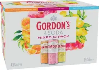 Coles Gordons Gin Mixed Cans 12x250mL offer