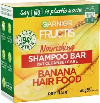 Coles Garnier Fructis 2in1 Shampoo Bar 60g offer