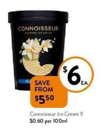 Foodworks Connoisseur Ice Cream 1L offer