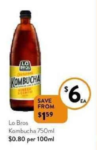 Foodworks Lo Bros Kombucha 750ml offer