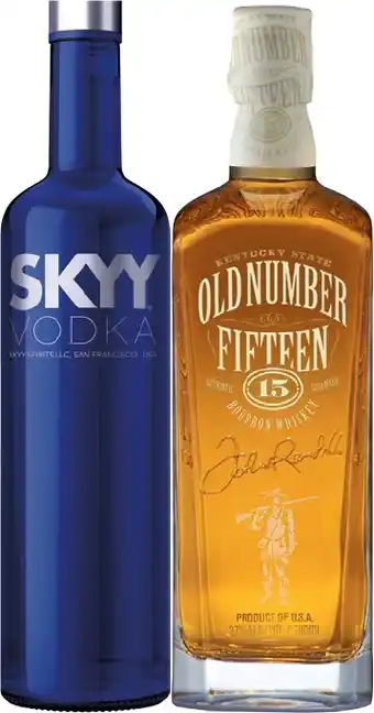Skyy Vodka or Old Number 15 Bourbon 700mL