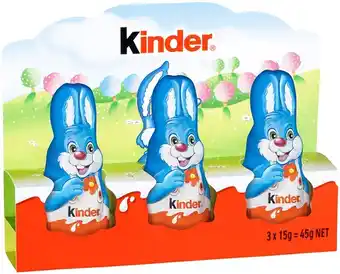 Kmart 3 Pack Kinder Easter Bunny 45g offer