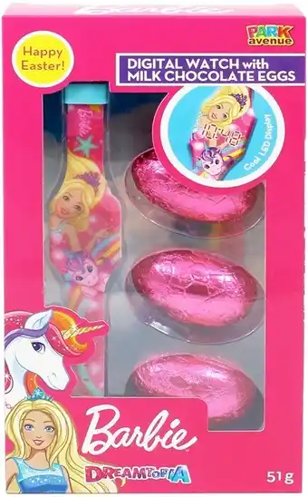 Kmart Park Avenue Barbie Dreamtopia Digital Watch with Milk Chocolate Eggs 51g offer