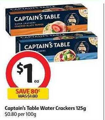 Coles Captain's Table Water Crackers 125g offer