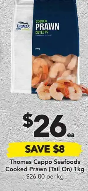 Drakes Thomas Cappo Seafoods Cooked Prawn Tail On offer