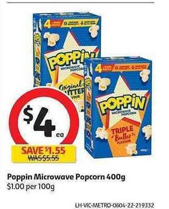 Coles Poppin Microwave Popcorn 400g offer