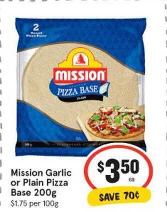 IGA Mission Garlic Or Plain Pizza Base 200g offer