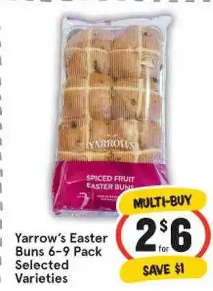 IGA Yarrow's Easter Buns 6-9 Pack offer