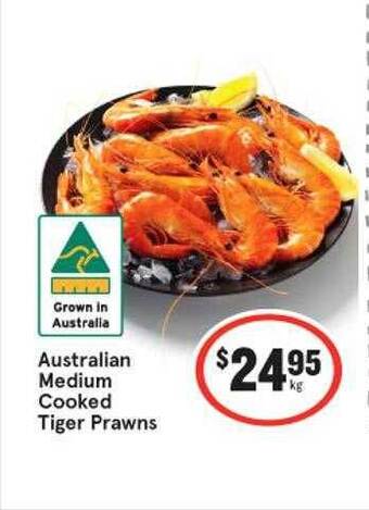 IGA Australian Medium Cooked Tiger Prawns offer