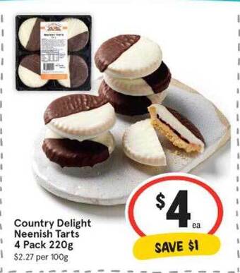 IGA Country Delight Neenish Tarts 4 Pack 220g offer