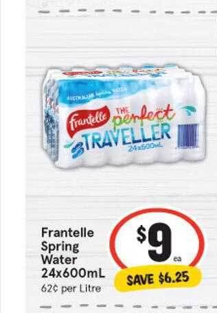 IGA Frantelle Spring Water 24x600ml offer