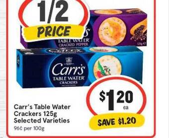 IGA Carr's Table Water Crackers 125g offer