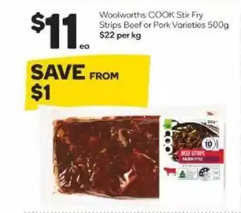 Woolworths Woolworths Cook Stir Fry Strips Beef Or Pork offer