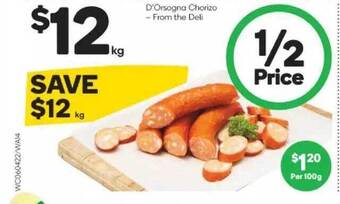 Woolworths D'orsogna Chorizo offer