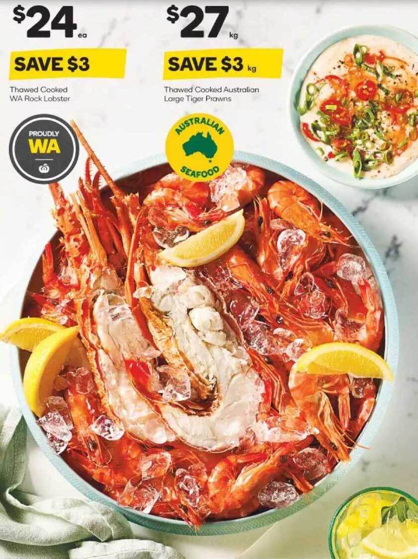 Thawed Cooked Wa Rock Lobster, Thawed Cooked Australian Large Tiger