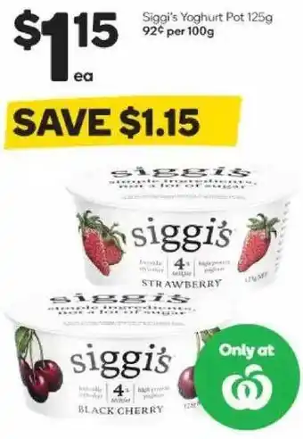 Woolworths Siggi's Yogurt Pot offer