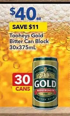 Ritchies Tooheys Gold Bitter Can Block 30 offer