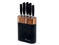 Stanley Rogers 6pc Black Oval Knife Block
