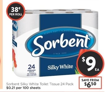 Foodworks Sorbent Silky White Toilet Tissue 24 Pack offer