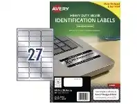 Officeworks Avery 27UP Heavy Duty Labels Silver 20 Pack offer