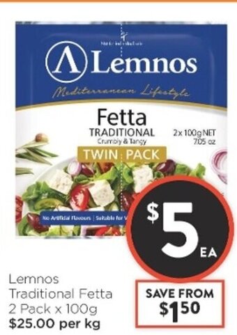 Foodworks Lemnos Traditional Fetta 2 Pack x 100g offer